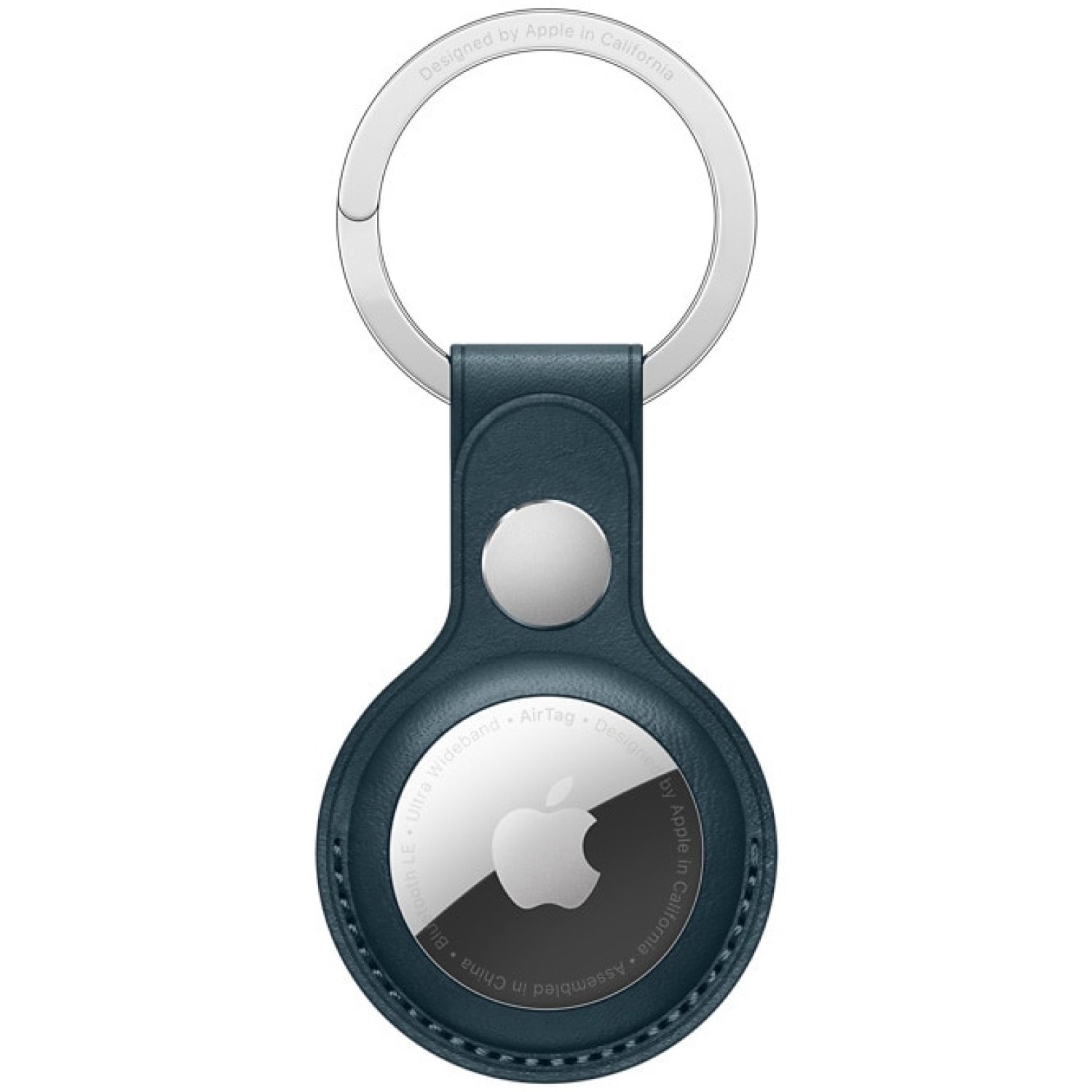 Husa Apple AirTag Leather Key Ring Baltic Blue