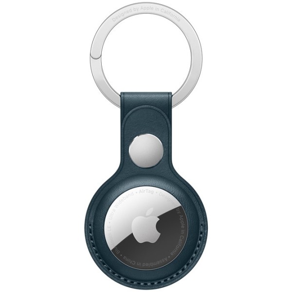 Husa Apple AirTag Leather Key Ring Baltic Blue